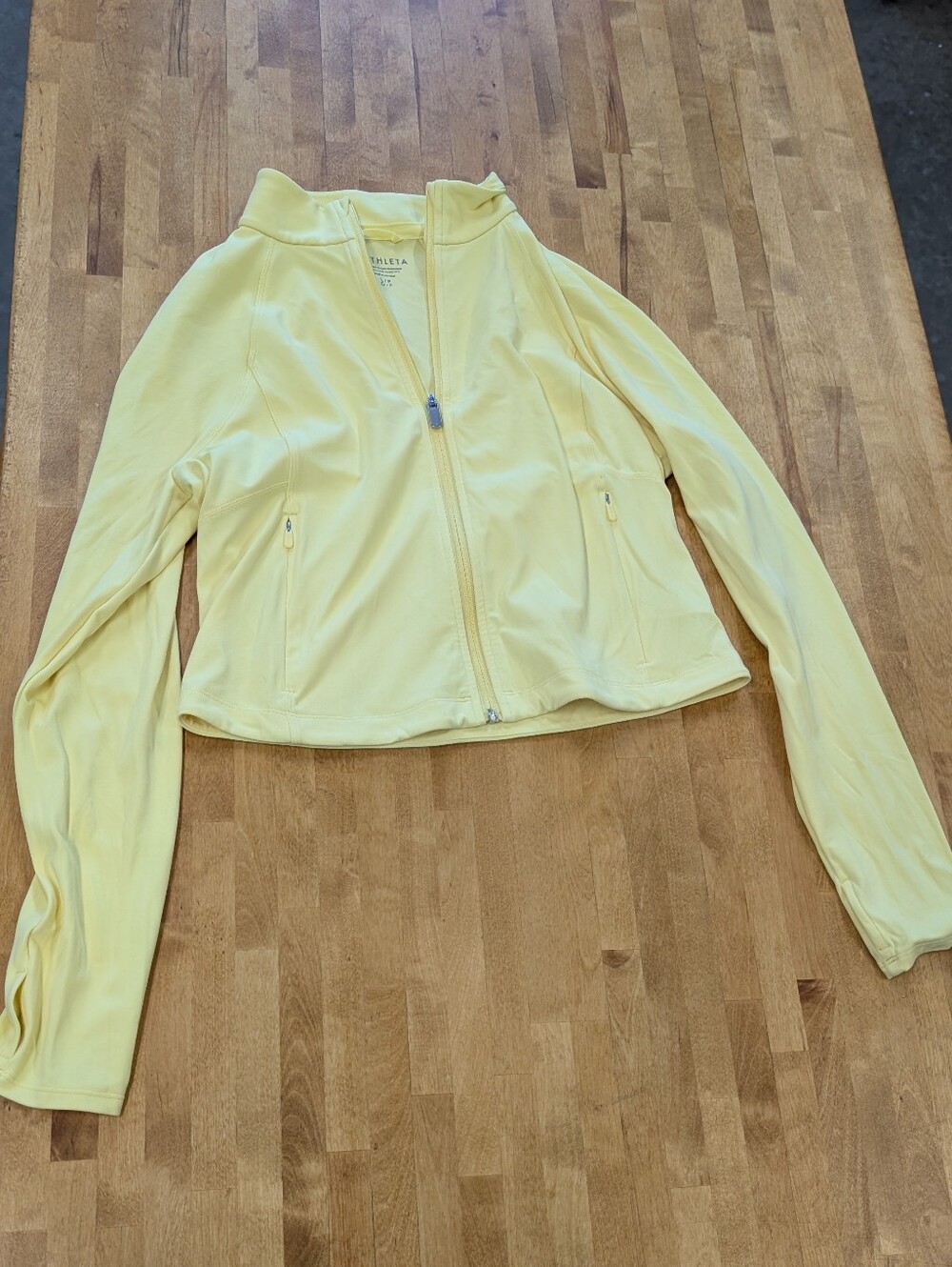 Athleta Lemon Yellow Salutation crop Jacket Full Zip Size Large L
